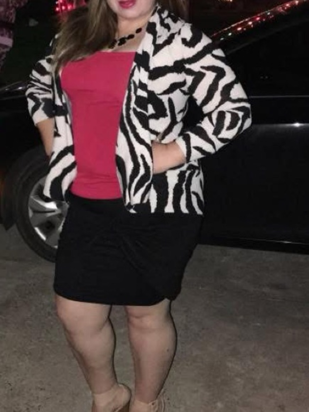 Zebra-Print Open Front Bomber Jacket - Black & White